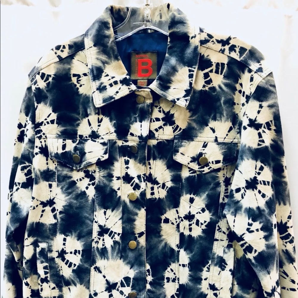 Bernardo Tie Dyed Blue Suede Jacket LIKE NEW